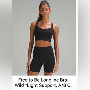 Lululemon Free to be longline bra wild light support size 8